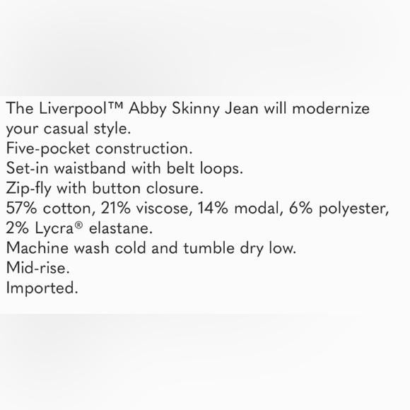 Liverpool Abby Skinny silky Soft Jeans NWT SZ 14/32 in gray - Picture 3 of 4